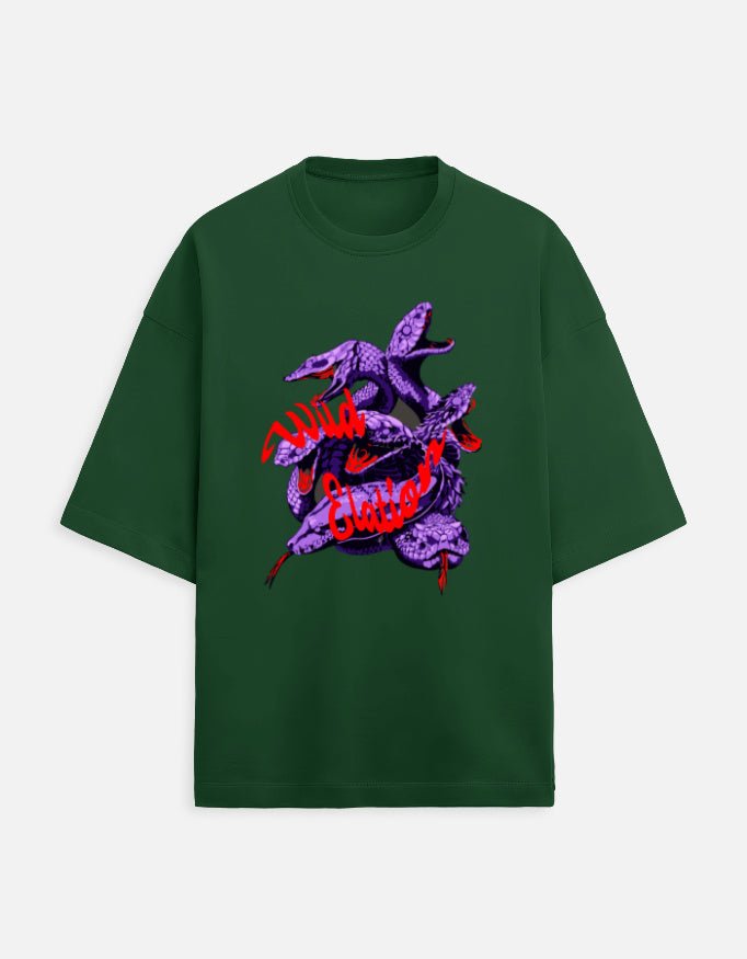 Women’s Premium Oversized T-Shirt – Wild Elation - Bottle Green#-Creativeya.com