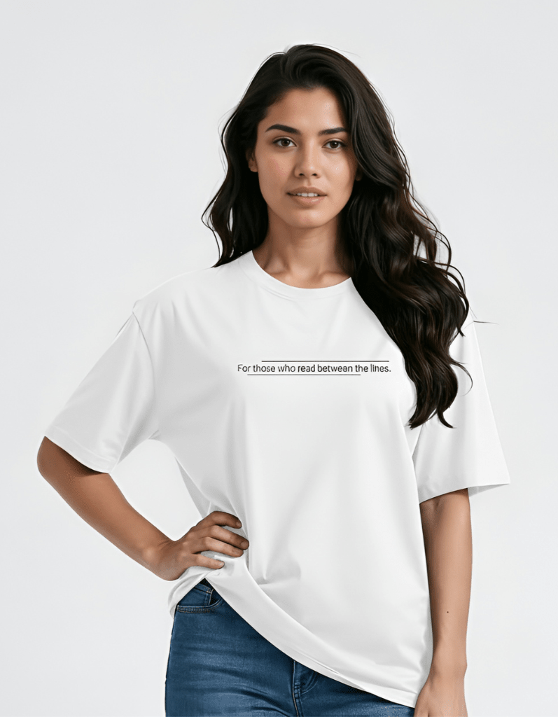 Womenโs Oversized T-Shirt โ Between The Lines__1Creativeya.com