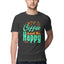 Men's Eat Coffee And Be Happy Design Printed T-Shirt