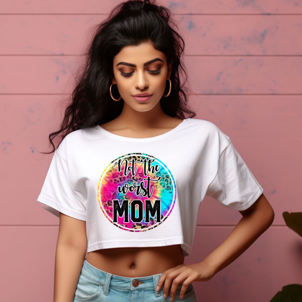 Women's Not The Worst Mom Graphics Printed Crop Tops