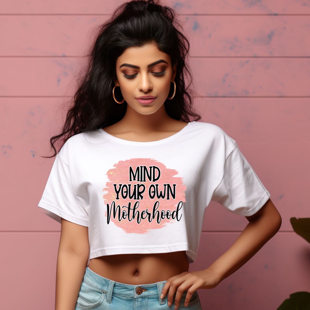 Women's Just A good Mom Trying To Not Raise Little Assholes Graphics Printed Crop Tops