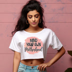 Women's Just A good Mom Trying To Not Raise Little Assholes Graphics Printed Crop Tops
