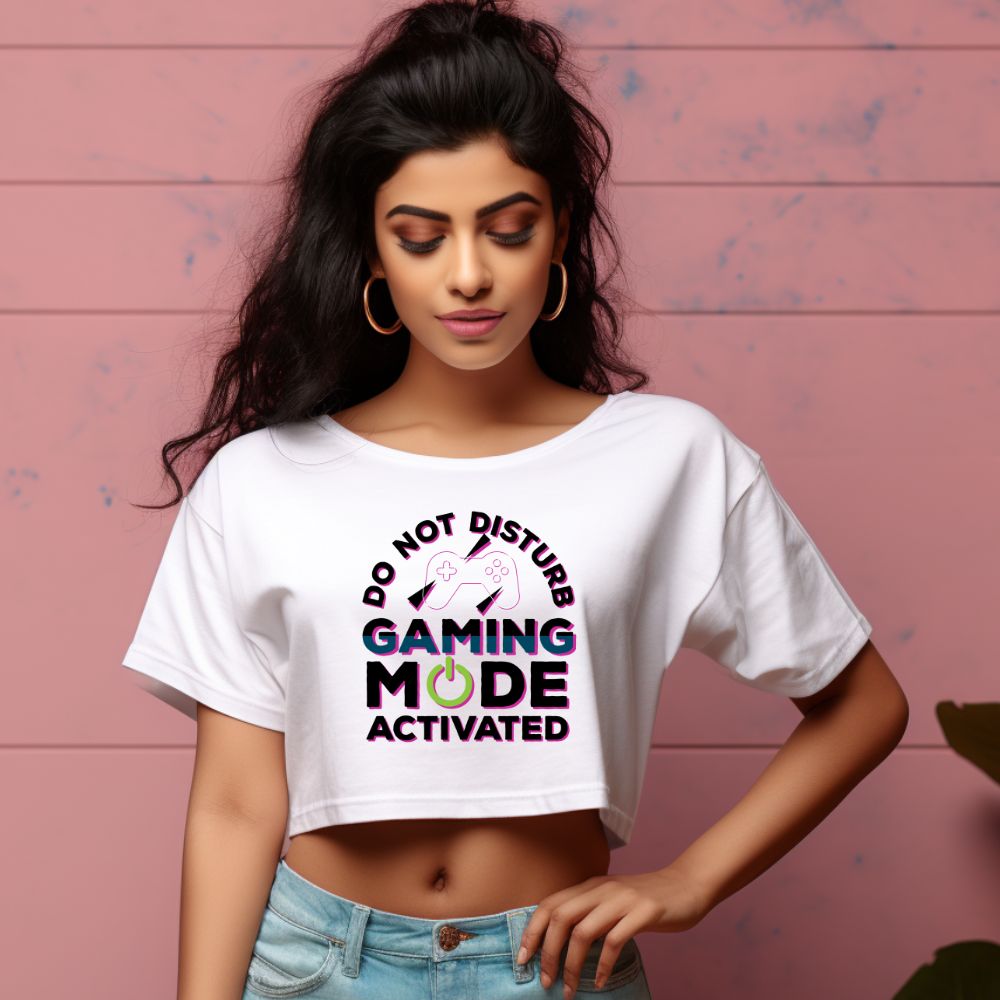 Women's Do Not Disturb Gaming Mode Activated Graphics Printed Crop Tops