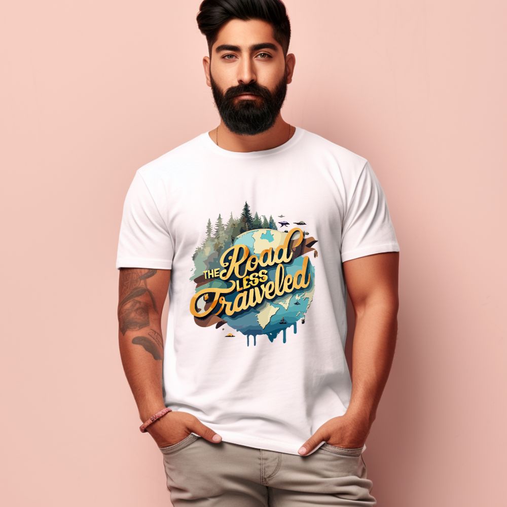 Men's The road less traveled Design Printed T-Shirt