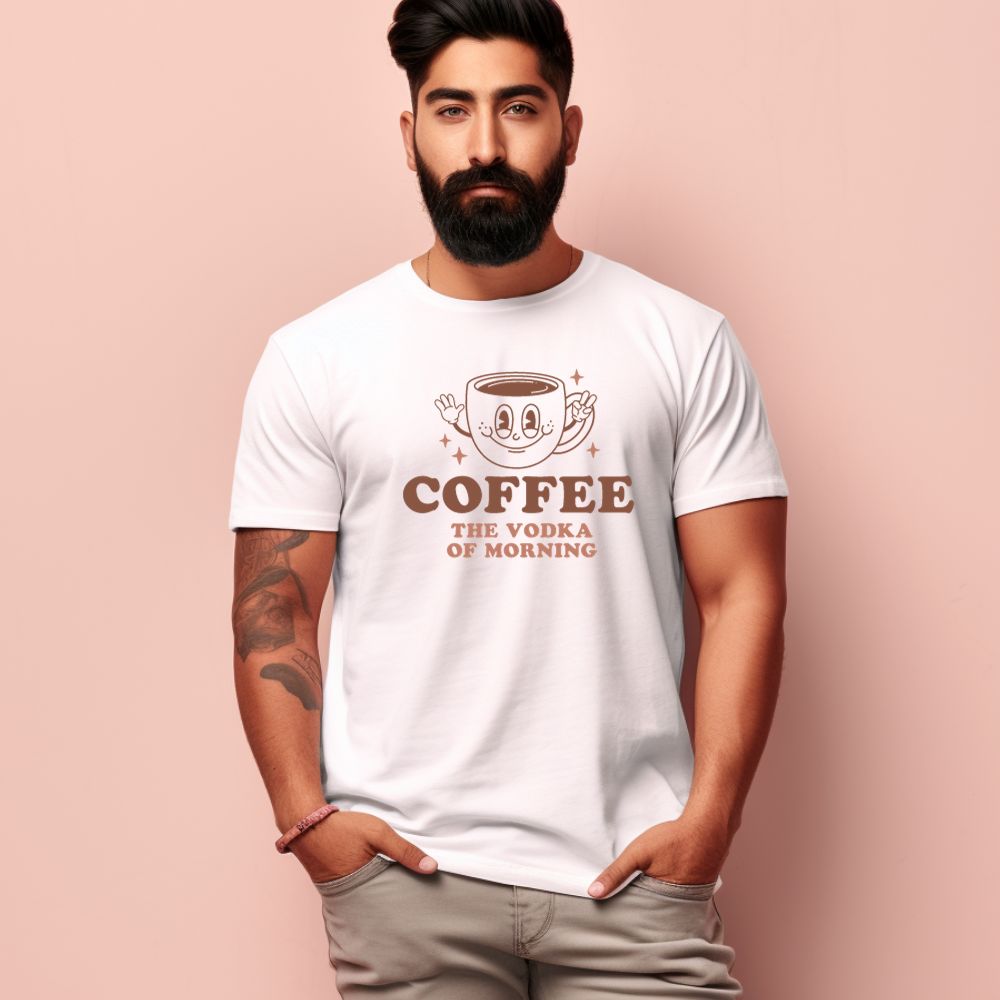 Men's Coffee The Vodka Of Morning Design Printed T-Shirt