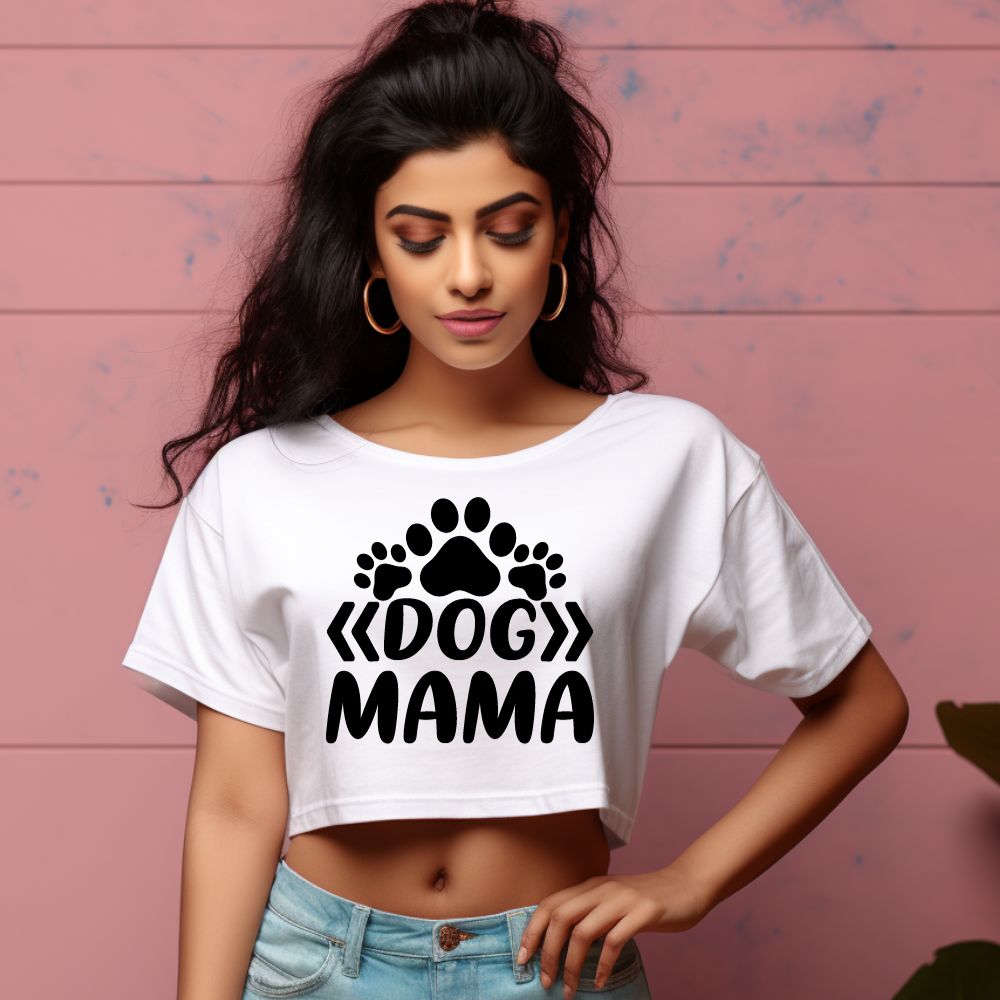 Women's Dog Mama Graphics Printed Crop Tops