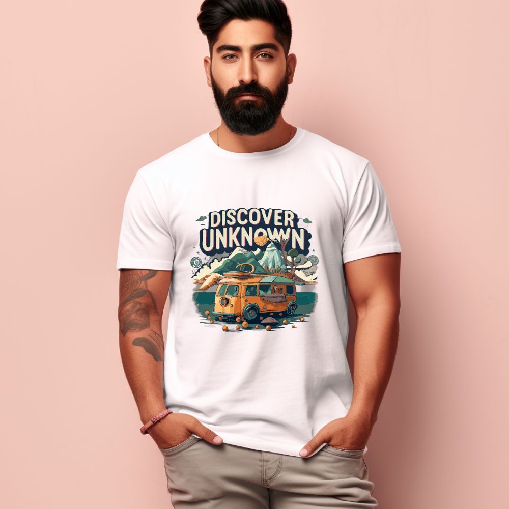 Men's Discover the Unknown Design Printed T-Shirt Main image