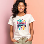 Women's Feeling Groovy Graphics Printed T-Shirt