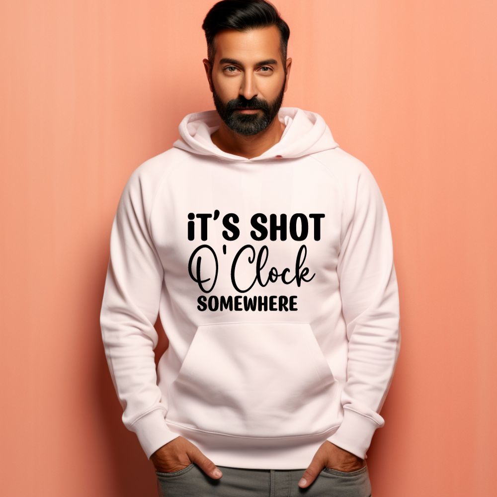Men's It's Shot O' Clock Somewhere Graphics Printed Hoodies