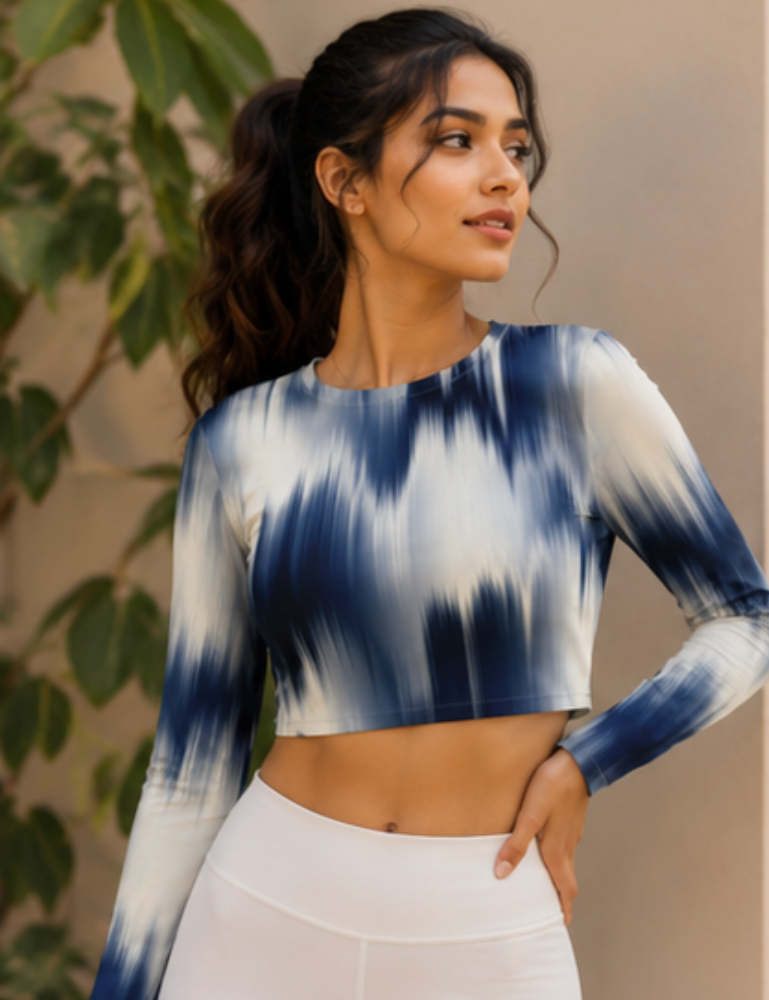 Women's Full Sleeve Crop Top – Indigo Drift