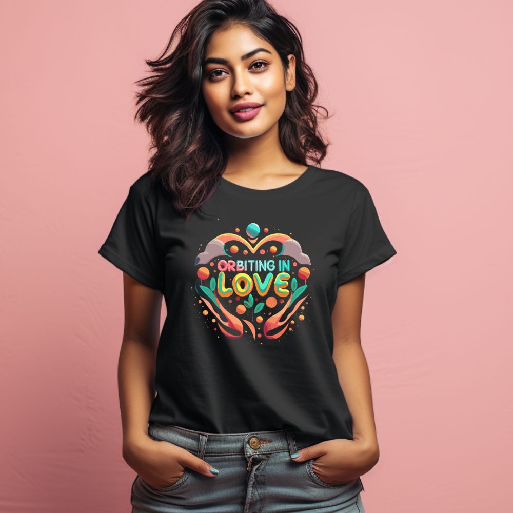 Women's Orbiting In Love Graphics Printed T-Shirt Main image
