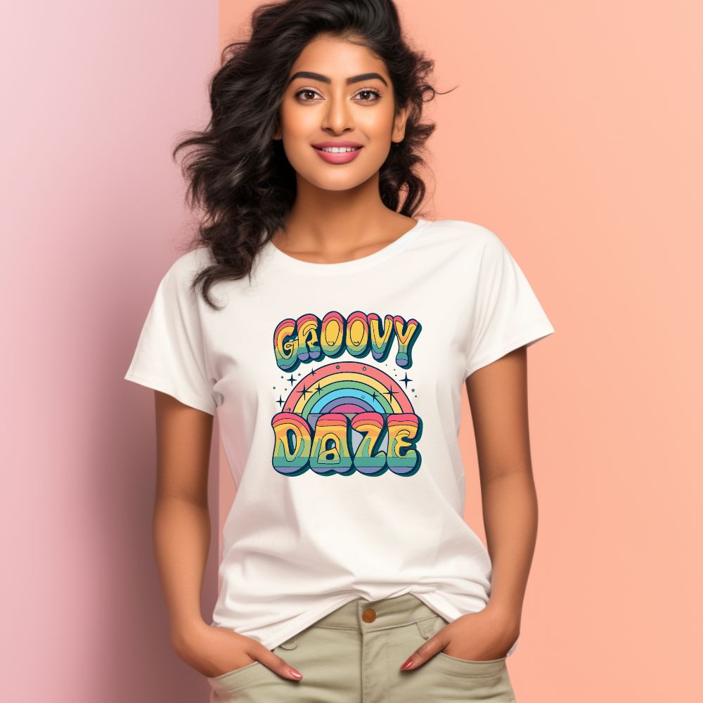 Women's Groovy Daze Graphics Printed T-Shirt