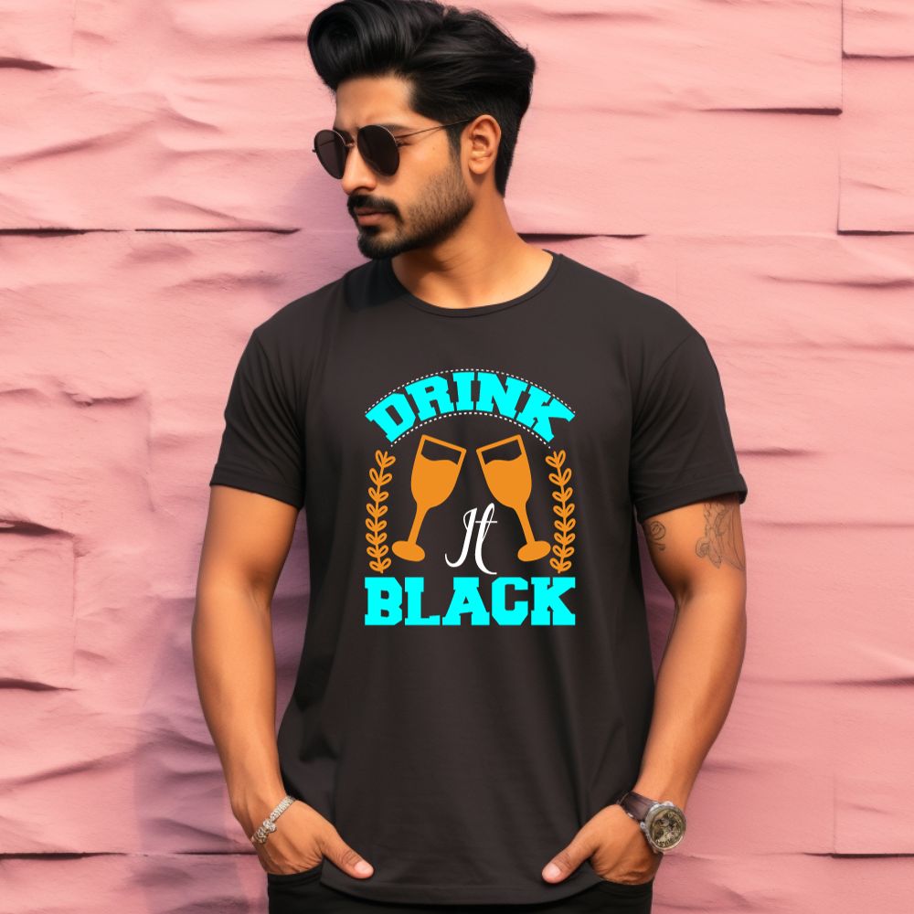 Men's Drink it Black Design Printed T-Shirt Main image