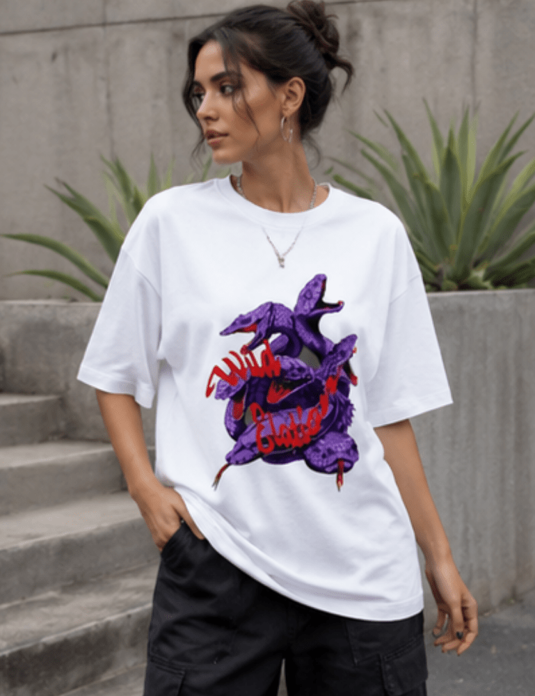 Women’s Premium Oversized T-Shirt – Wild Elation - White#-Creativeya.com