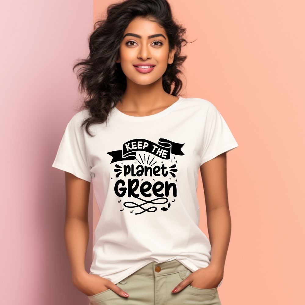Women's Keep The Planet Green Graphics Printed T-Shirt