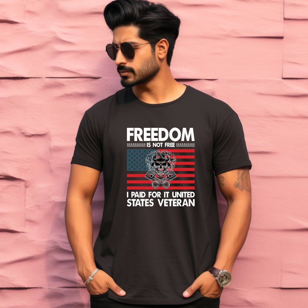 Men's Freedom Is Not Free I Paid For It United States Veteran Design Printed T-Shirt Main image