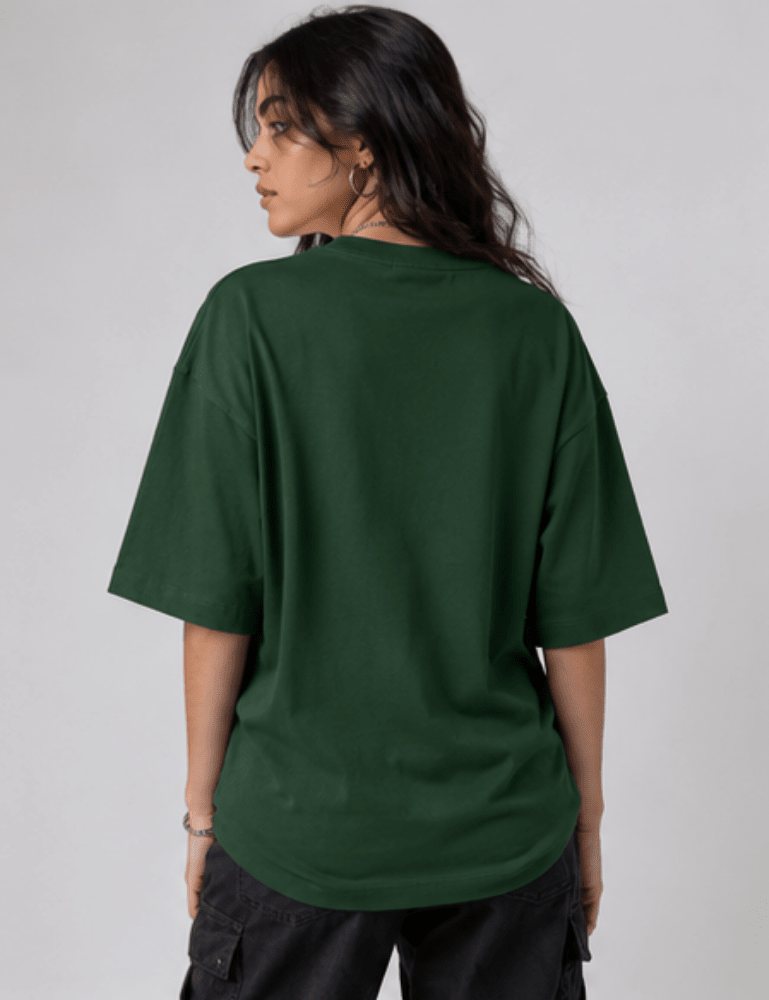 Women’s Premium Oversized T-Shirt – Wild Elation - Bottle Green#-Creativeya.com