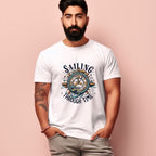 Men's Sailing Through Time Design Printed T-Shirt