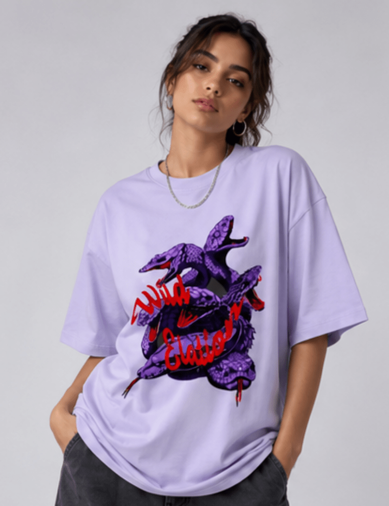 Women’s Premium Oversized T-Shirt – Wild Elation - Lavender#-Creativeya.com