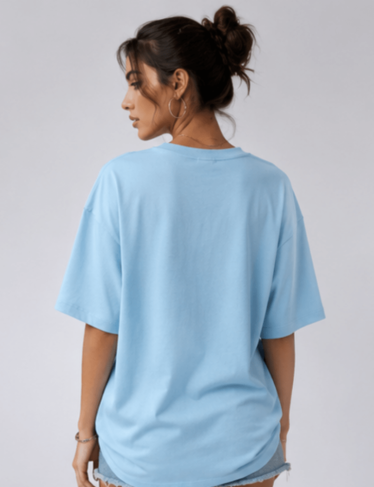 Women’s Premium Oversized T-Shirt – Wild Elation - Baby Blue#-Creativeya.com