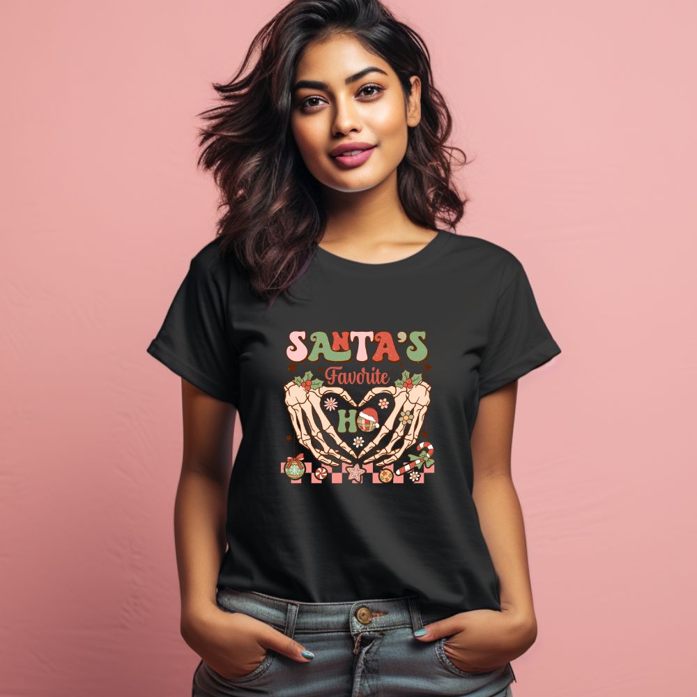 Women's Santa's Favorite Graphics Printed T-Shirt Main image