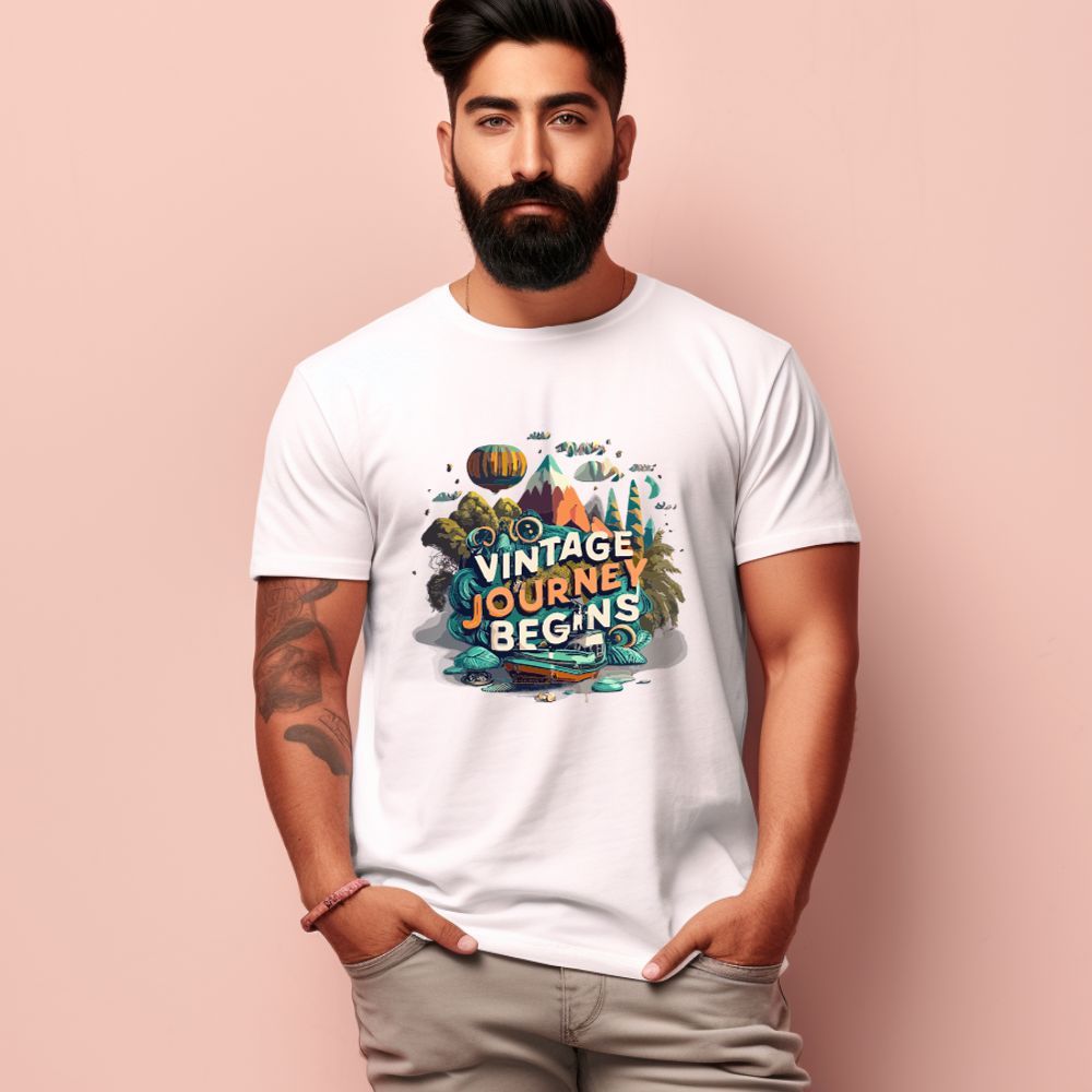 Men's Vintage Journey begins Design Printed T-Shirt Main image