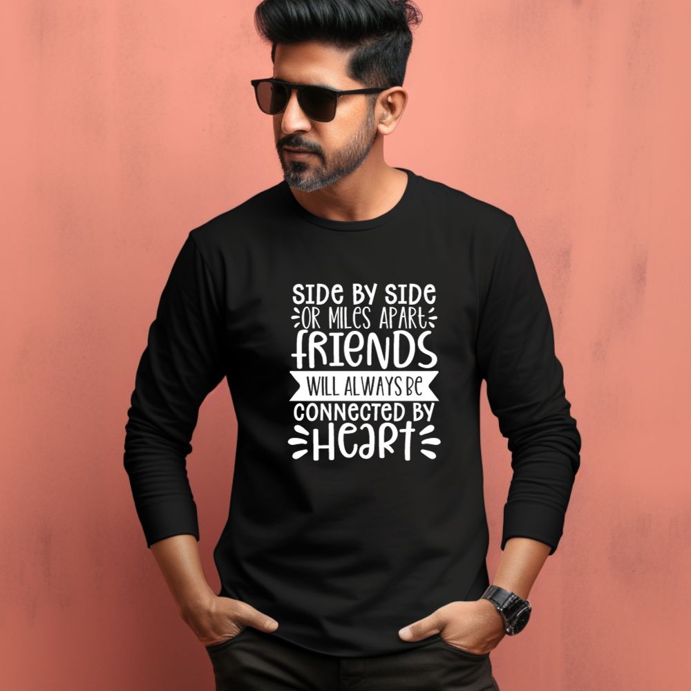 Men's Friendship Quote Printed Full Sleeve T Shirt