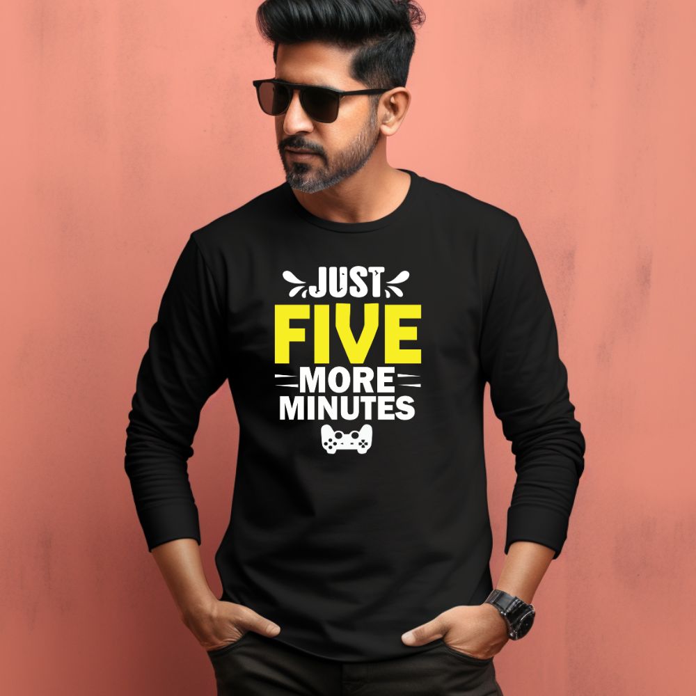 Men's Just Five More Minutes Graphics Printed Full Sleeve T Shirt