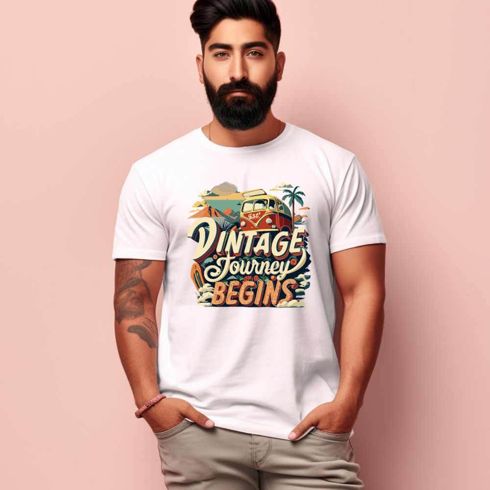Men's Vintage Journey begins Design Printed T-Shirt Main image