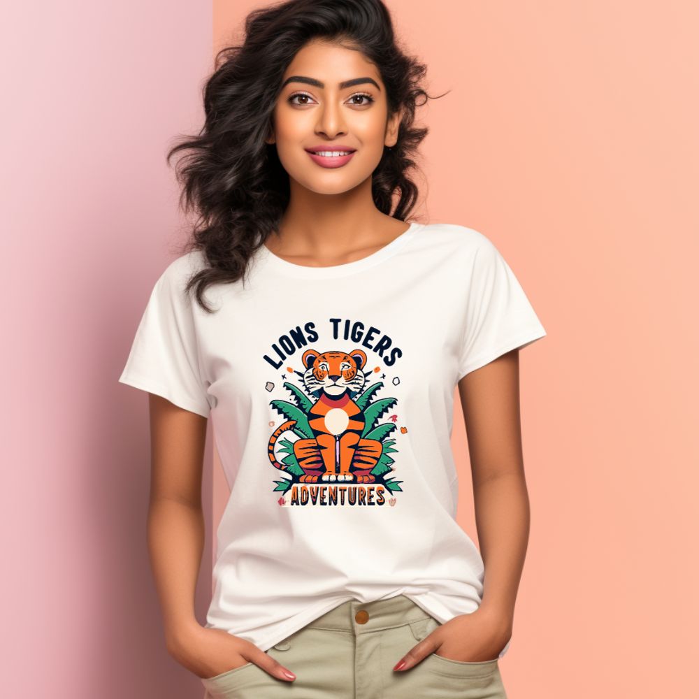 Women's Lions Tigers Adventure Graphics Printed T-Shirt Main image