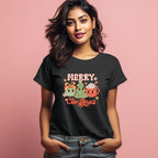 Women's Merry Christmas Graphics Printed T-Shirt