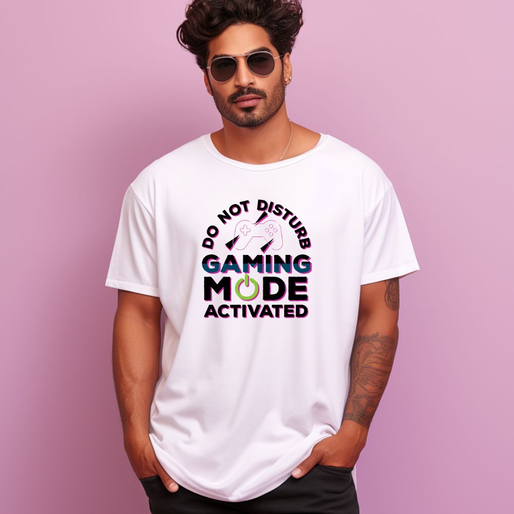 Men's Do Not Disturb Gaming Mode Activated Graphics Printed Oversized T-Shirt Main image