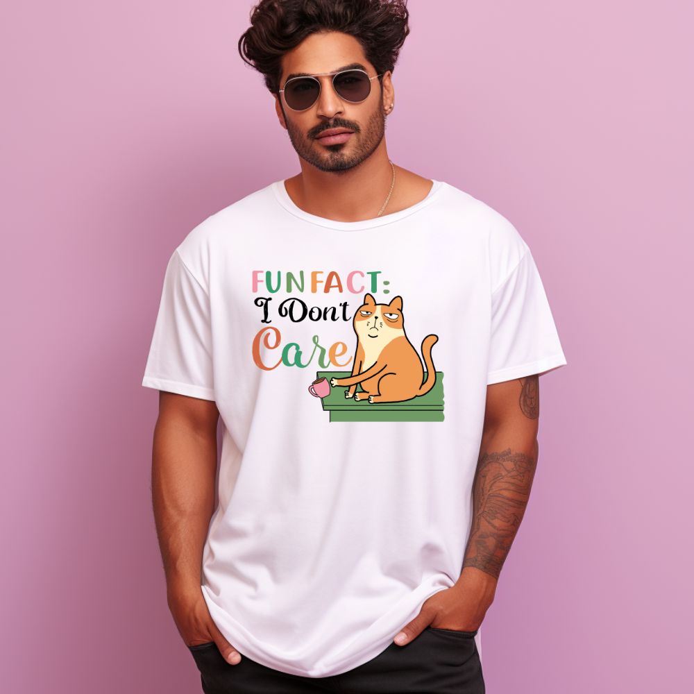 Men's Fun Fact:I Don't Care Sarcastic Quotes Oversized T-Shirt Main image