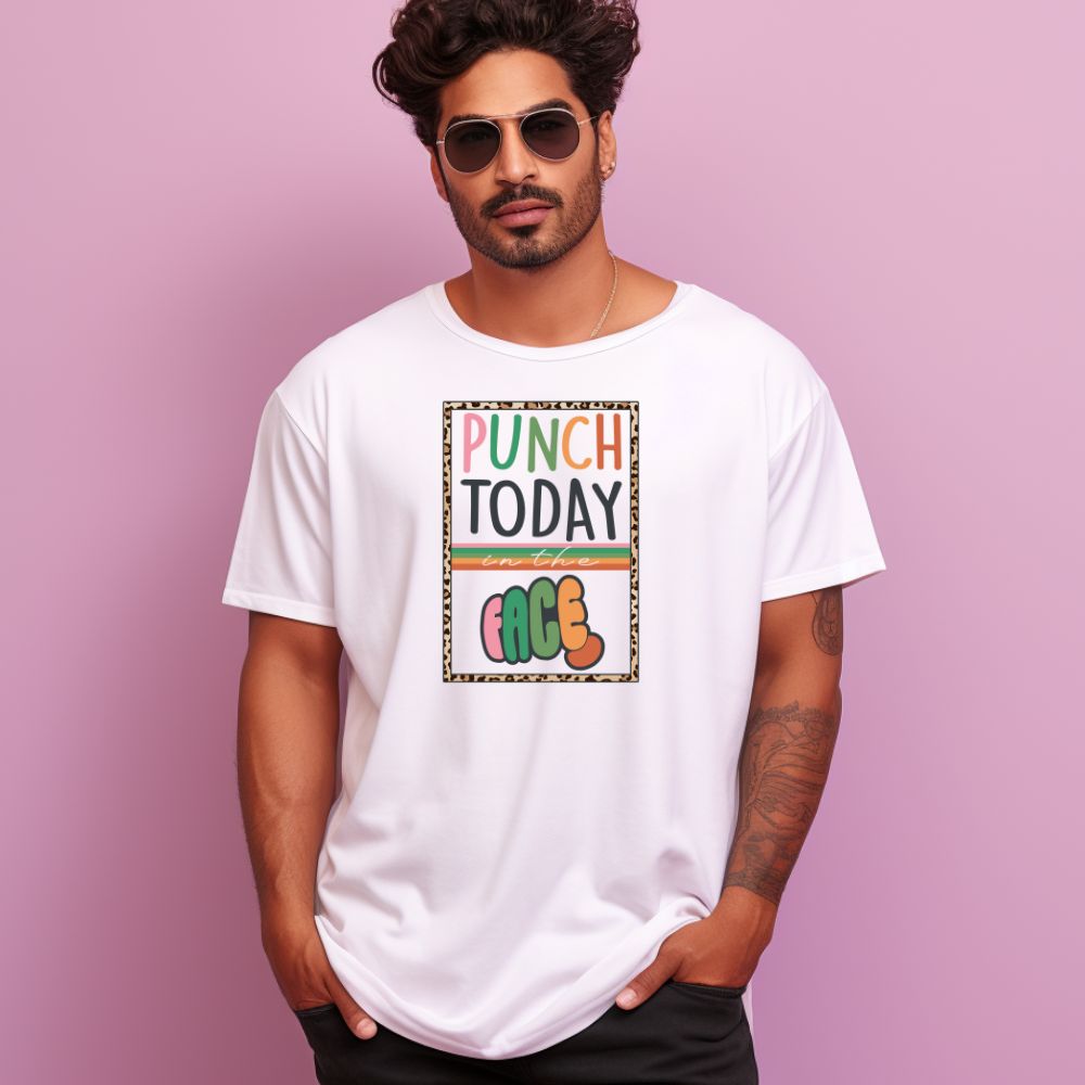 Men's Punch Today In The Face Sarcastic Quotes Oversized T-Shirt Main image