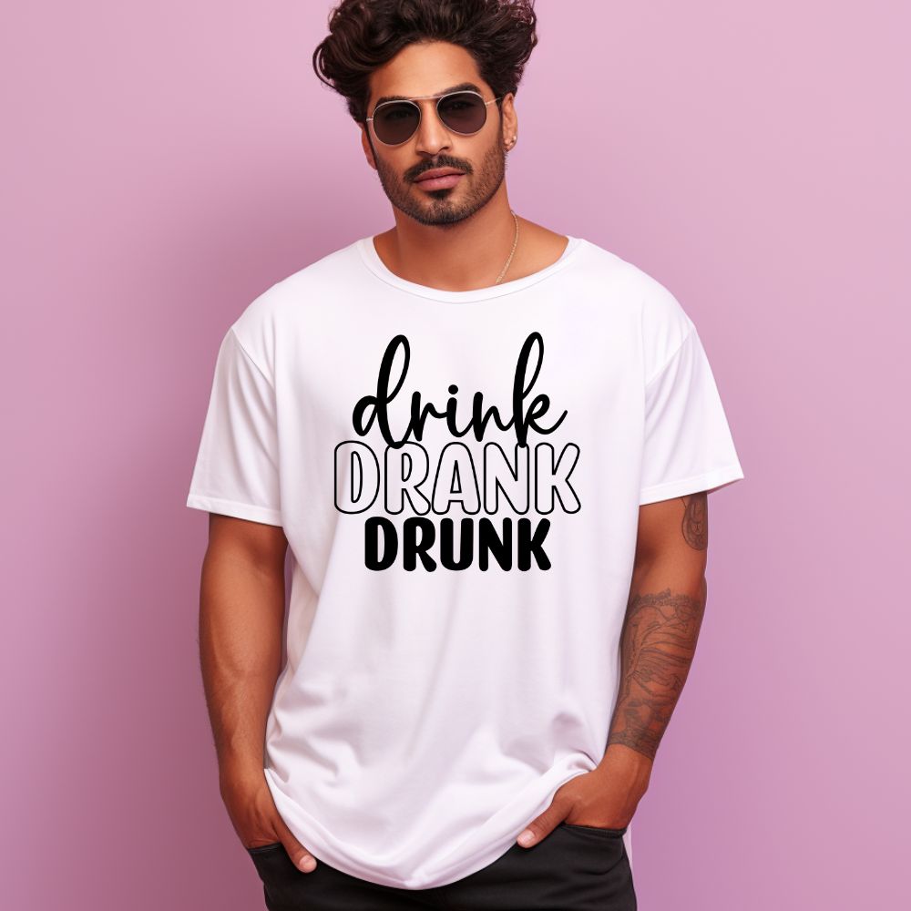 Men's Drink Drank Drunk Design Printed Oversized T-Shirt Main image