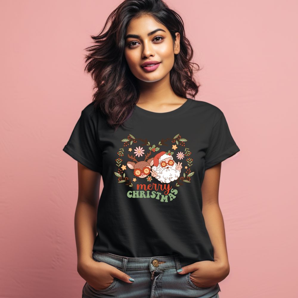 Women's Merry Christmas Graphics Printed T-Shirt