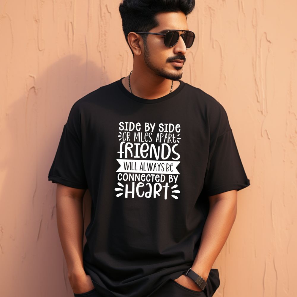 Men's Friendship Quote Printed Oversized T-Shirt