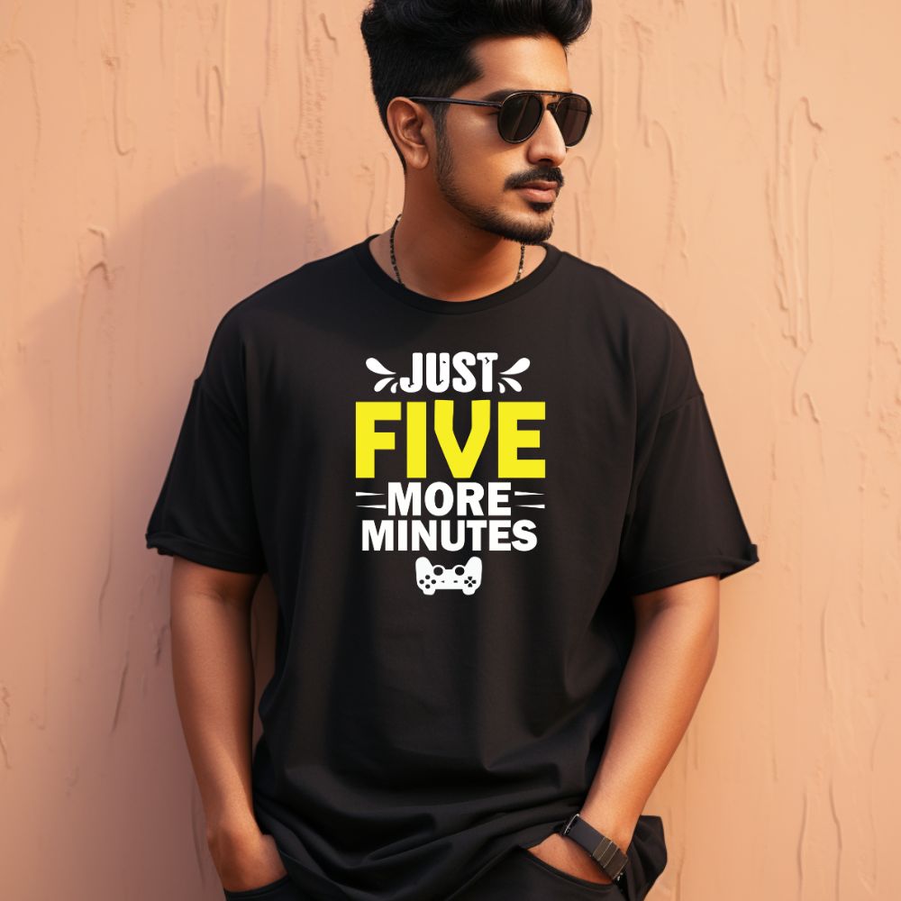 Men's Just Five More Minutes Graphics Printed Oversized T-Shirt Main image