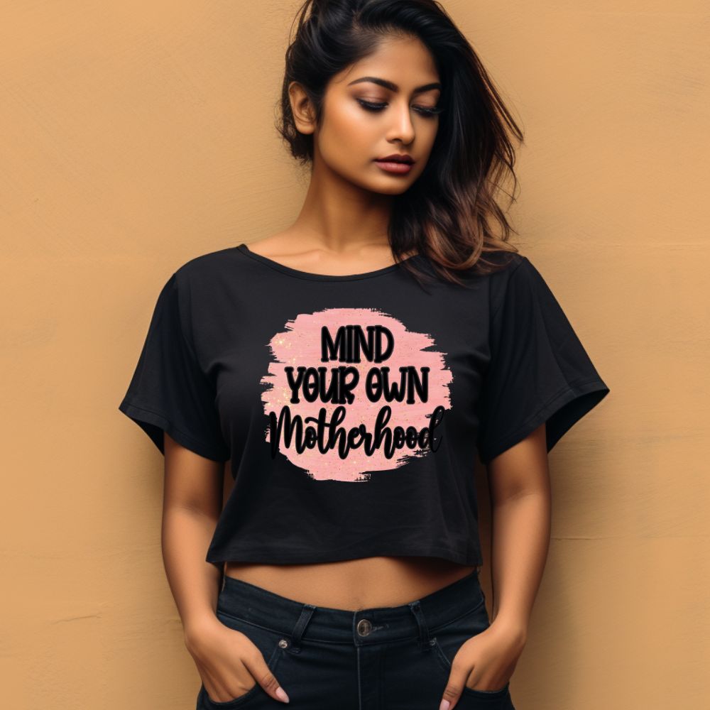 Women's Just A good Mom Trying To Not Raise Little Assholes Graphics Printed Crop Tops
