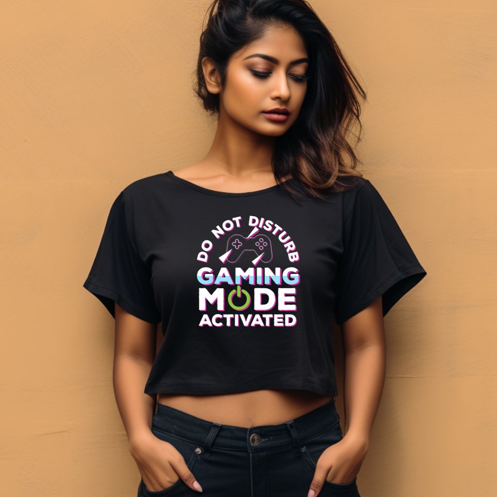 Women's Do Not Disturb Gaming Mode Activated Graphics Printed Crop Tops Main image