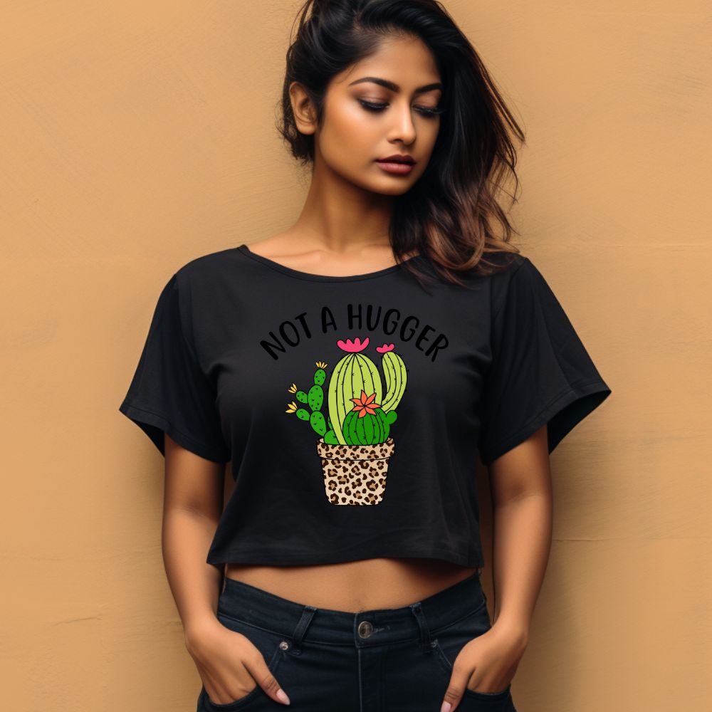 Women's Not A Hugger Sarcastic Quotes Crop Tops Main image