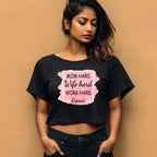 Women's Mom Hard Wife Hard Work Hard Graphics Printed Crop Tops