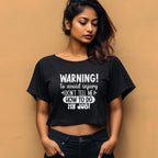 Women's Sarcastic Warning Graphics Printed Crop Tops
