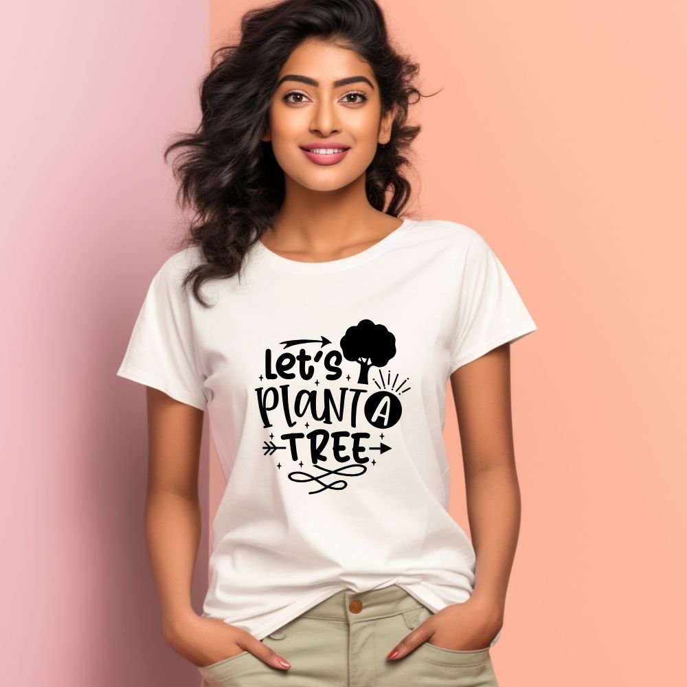 Women's Let's Plant A Tree Graphics Printed T-Shirt
