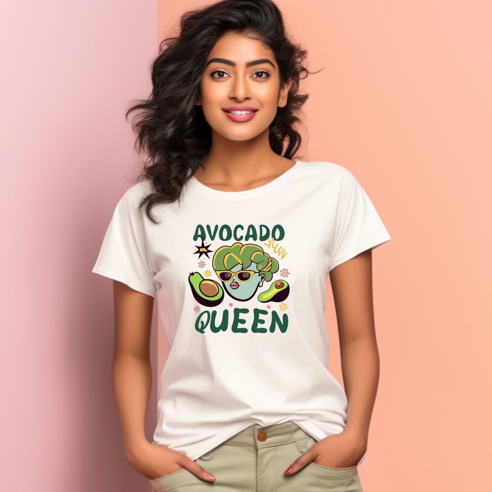 Women's Avocado Queen Graphics Printed T-Shirt