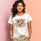 Women's Pizza My Heart Graphics Printed T-Shirt