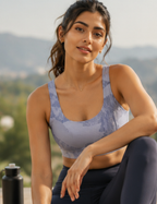 Women' Sports Bra – Blue Abstract Print