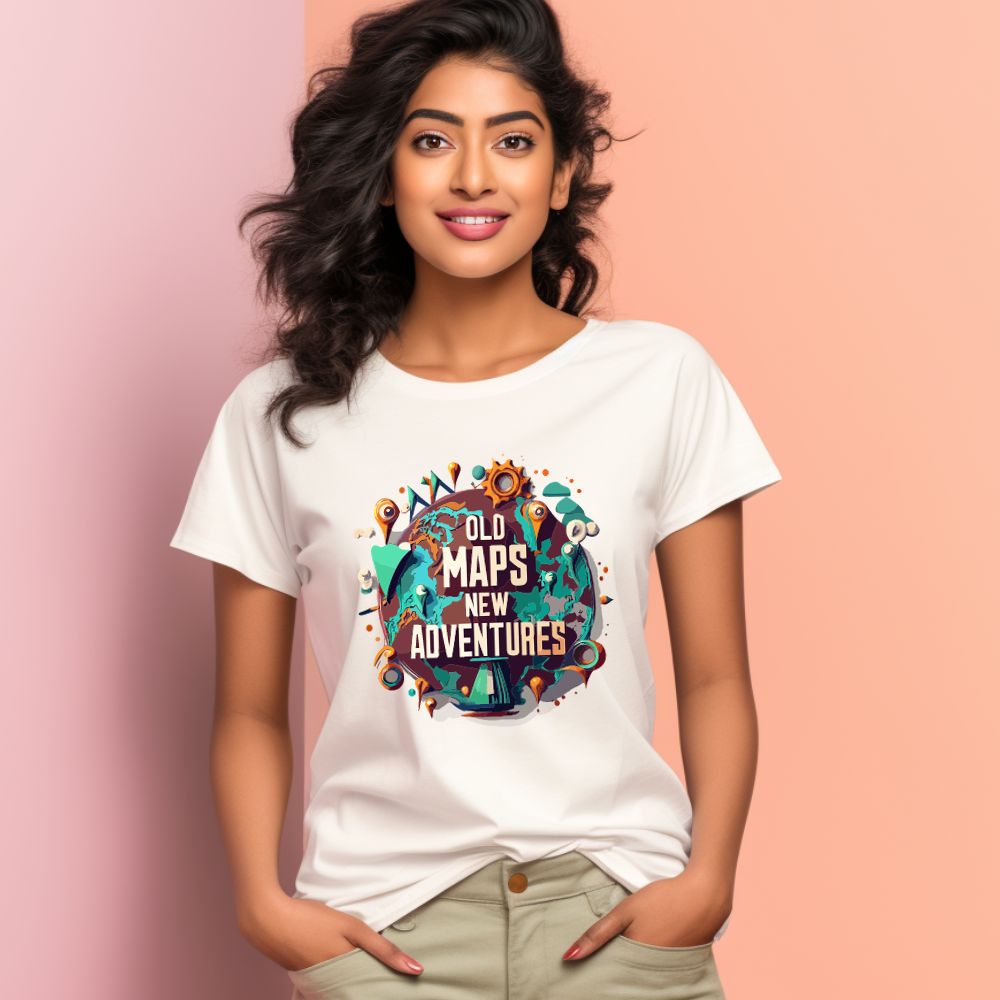 Women's Old map new adventures Graphics Printed T-Shirt Main image