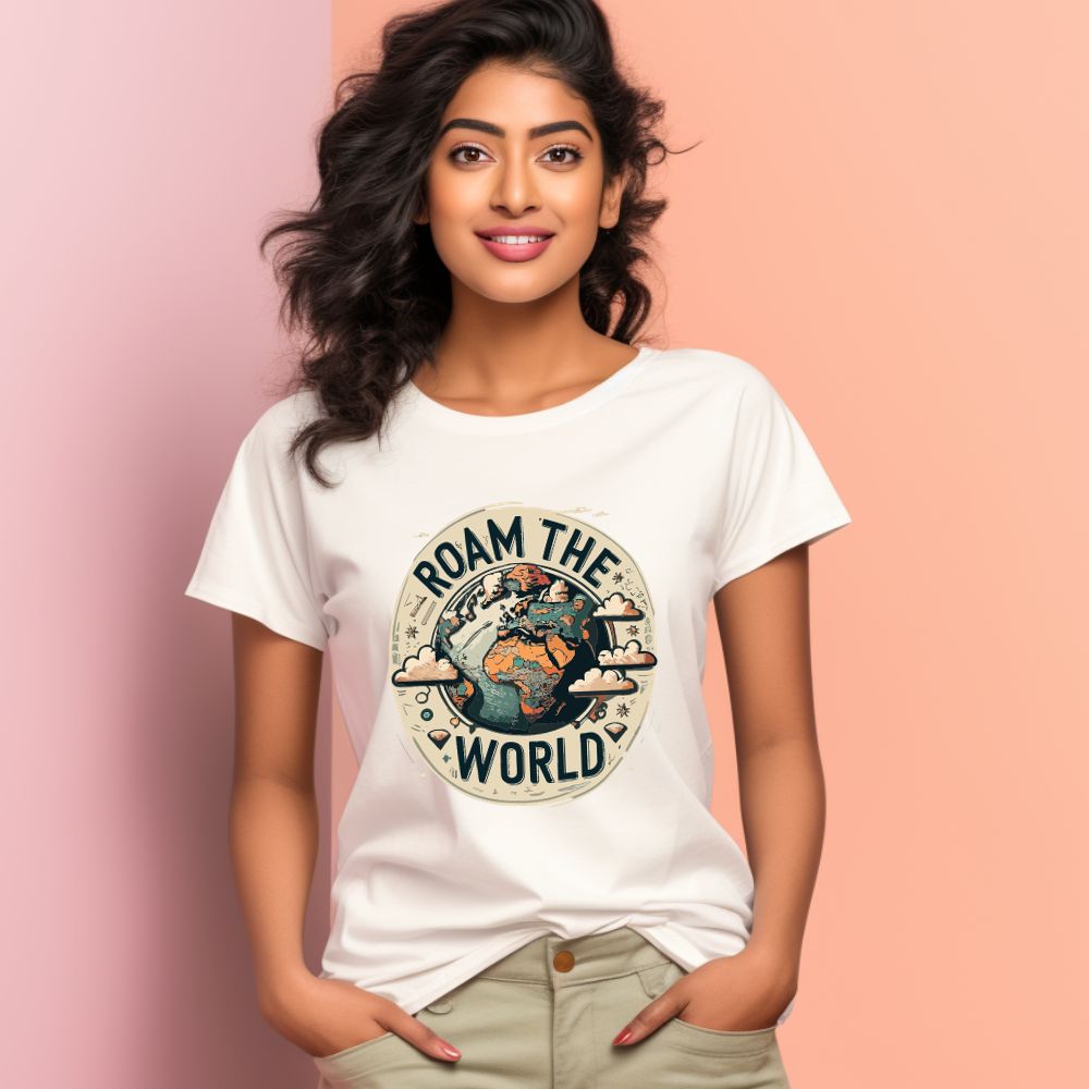 Women's Roam the world Graphics Printed T-Shirt Main image
