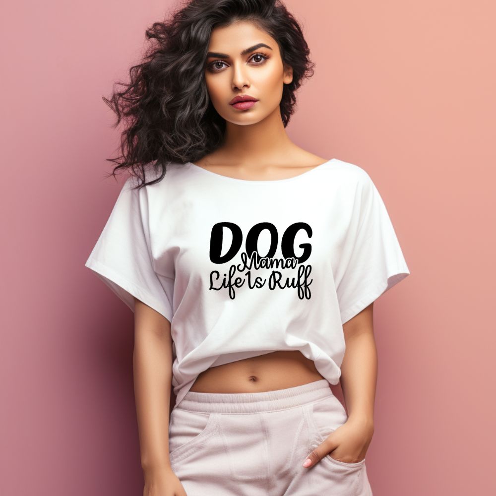 Women's Dog Mamma Life is Rough Graphics Printed Oversized T-Shirt